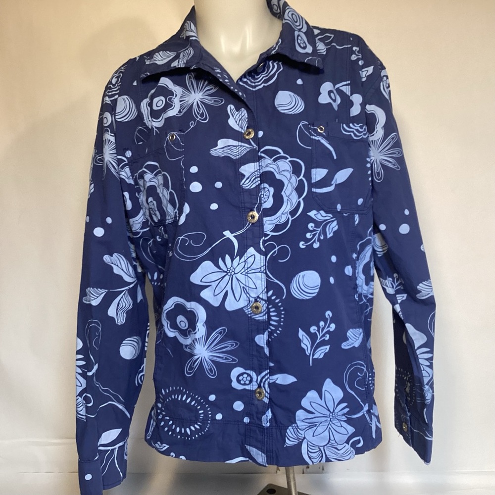 Fresh Produce floral long sleeve shirt Womens size large cotton